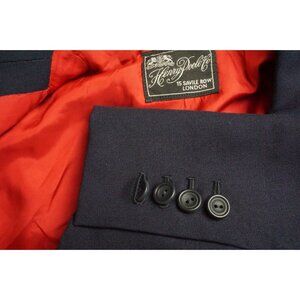 Henry Poole Savile Row Blue Woven Wool 3/2 Sport Coat Jacket Sz 41L